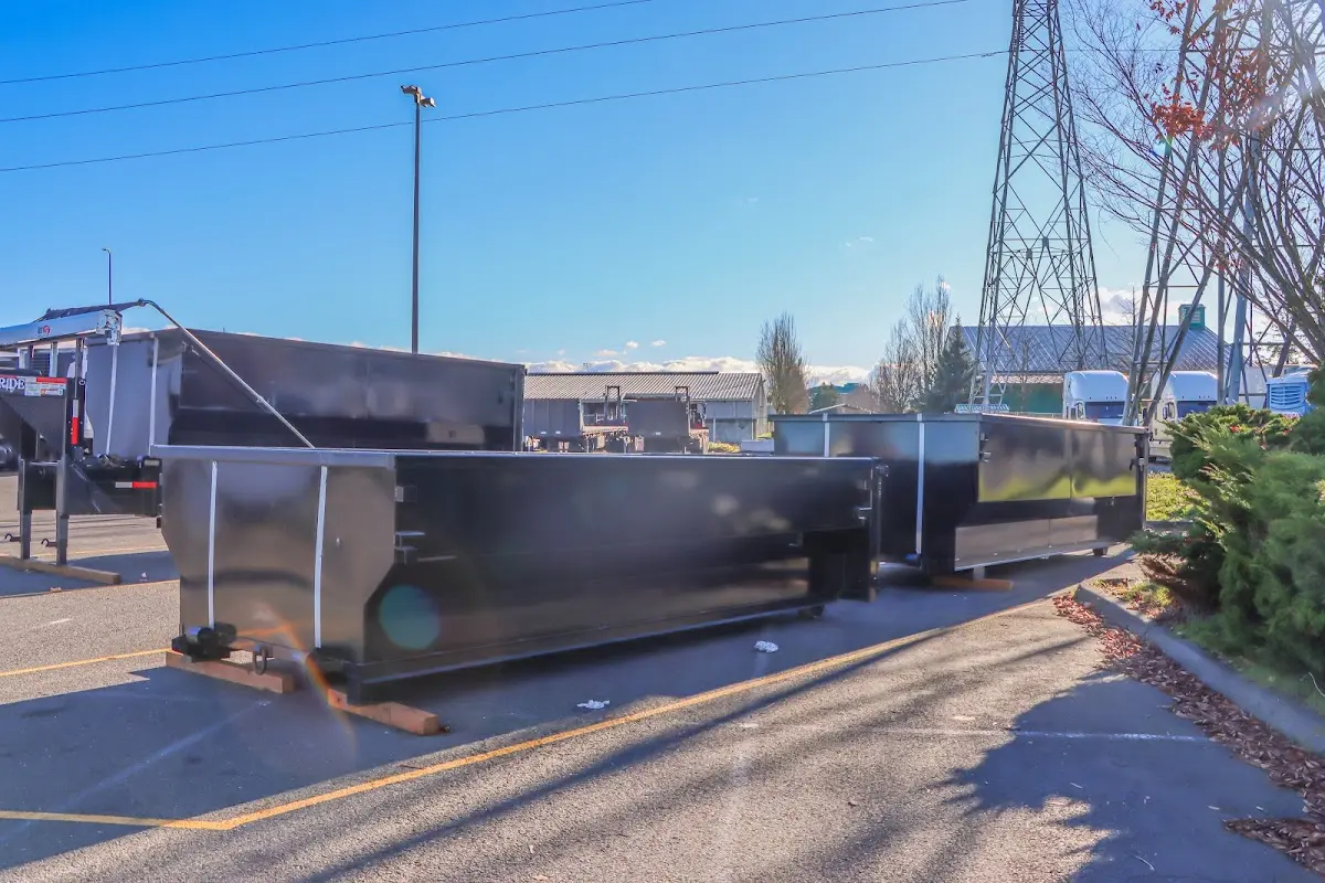 Roll-off dumpster ready for waste disposal at job site for 3 Yard Dumpster Rental in Barrington